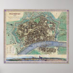 Historical Map of Frankfurt Germany Am Mayn 1845 Print