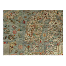 Historical Northern Europe Map Postcard
