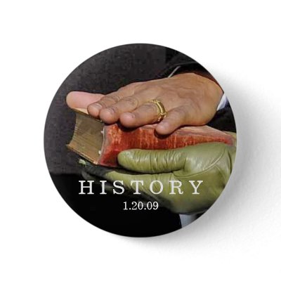 HISTORY: President Obama Hand on Lincoln Bible pinback button