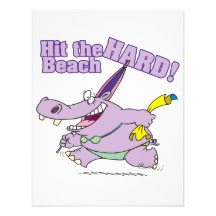 hit the beach hard funny bikini hippo announcements
