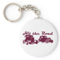 Hit the Road - Hot Rods flat burgundy Key Chain
