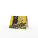 Hitching a Free Ride Train Railroad Box-Car Card