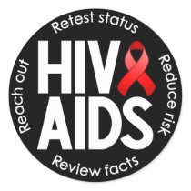 HIV/AIDS Round Black Sticker