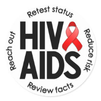 HIV/AIDS Round White Sticker