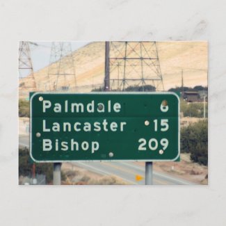 Hiway Sign on CA-18 outside of Palmdale/Lancaster postcard