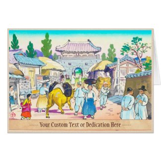 Hiyoshi Mamoru Korean Market japanese scenery art Cards