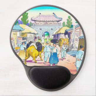 Hiyoshi Mamoru Korean Market japanese scenery art Gel Mousepads