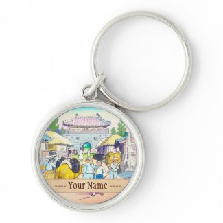 Hiyoshi Mamoru Korean Market japanese scenery art Key Chain