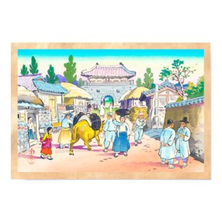 Hiyoshi Mamoru Korean Market japanese scenery art Poster