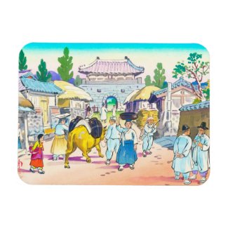 Hiyoshi Mamoru Korean Market japanese scenery art Flexible Magnet