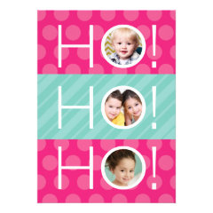 Ho Ho Ho! Double Sided 4 Photo Holiday Card
