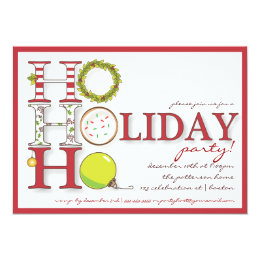 HO HO HO Happy Holiday Christmas Party 5x7 Paper Invitation Card