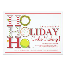 HO HO HO Holiday Cookie Exchange Party 5x7 Paper Invitation Card