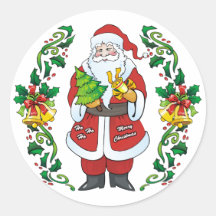 Ho Ho Ho Merry Christmas Round Sticker