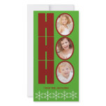 HO HO HO Photo Holiday Card Green and Red Photo Card Template