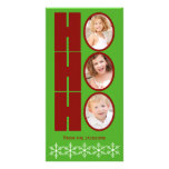 HO HO HO Photo Holiday Card Green and Red Photo Card Template