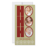 HO HO HO Photo Holiday Card Tan and Red Photo Card Template