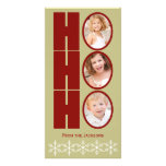 HO HO HO Photo Holiday Card Tan and Red Photo Card Template