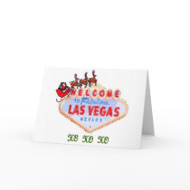 HO HO HO Santa & Reindeers on Las Vegas Sign Cards