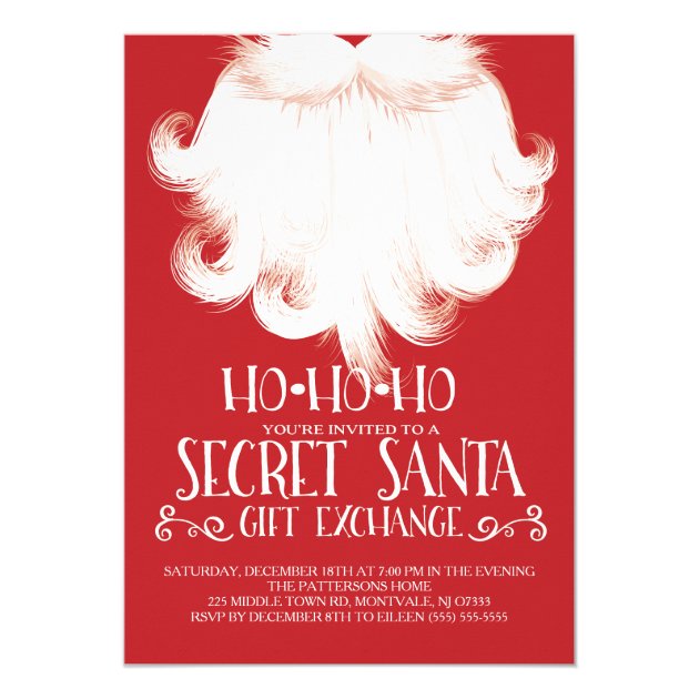 HO HO HO Secret Santa Christmas Party Card (front side)