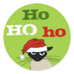 Ho Ho Ho Siamese Cat Round Stickers