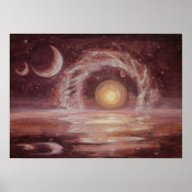Hoag's Object and Two Moons Poster
