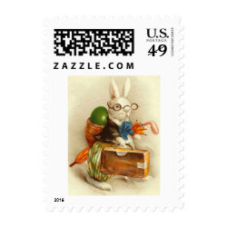 Hobo Easter Bunny Colored Egg Suitcase Postage Stamp