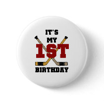 Hockey 1st Birthday buttons