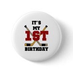 Hockey 1st Birthday Button
