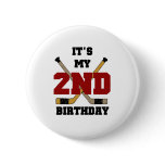 Hockey 2nd Birthday Pinback Buttons