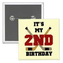 Hockey 2nd Birthday T shirts and Gifts Pins