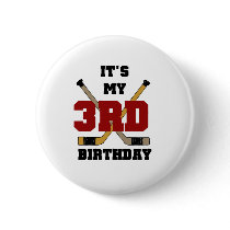 Hockey 3rd Birthday buttons