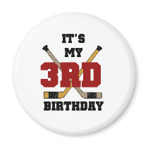 Hockey 3rd Birthday magnets