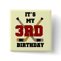 Hockey 3rd Birthday Tshirts and Gifts Pinback Buttons