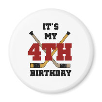 Hockey 4th Birthday magnets