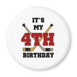 Hockey 4th Birthday Fridge Magnet