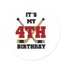 Hockey 4th Birthday stickers