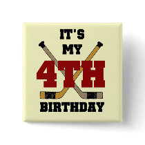 Hockey 4th Birthday Tshirts and Gifts Buttons