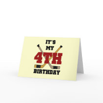 Hockey 4th Birthday Tshirts and Gifts Greeting Cards