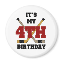 Hockey 4th Birthday Tshirts and Gifts Fridge Magnet