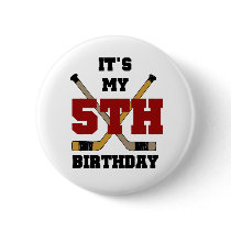 Hockey 5th Birthday Tshirts and Gifts Pinback Button