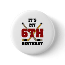 Hockey 6th Birthday buttons