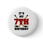 Hockey 7th Birthday Pinback Buttons