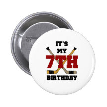 Hockey 7th Birthday Pinback Buttons