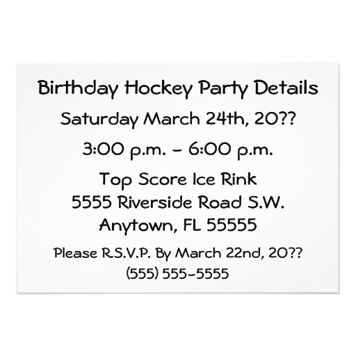 Hockey Birthday Party Invitation