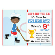 Hockey Birthday Party Invitation African American