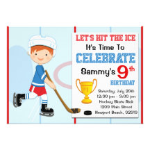 Hockey Birthday Party Invitation Red Hair