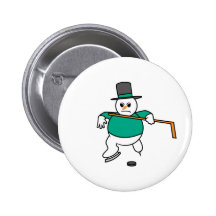 Hockey Cartoon Pinback Buttons