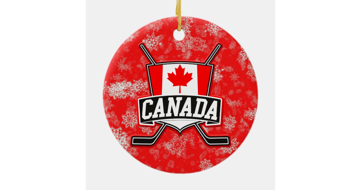 Hockey Christmas Tree Ornament Canadian Flag Zazzle