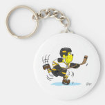 HOCKEY DOG BLACK AND GOLD KEY CHAINS